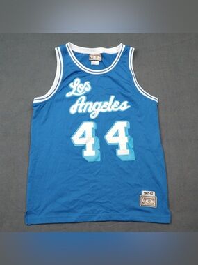 Jerry West Los Angeles Lakers Jersey M Hardwood Classics 1961-62 Blue Retro #44⁠